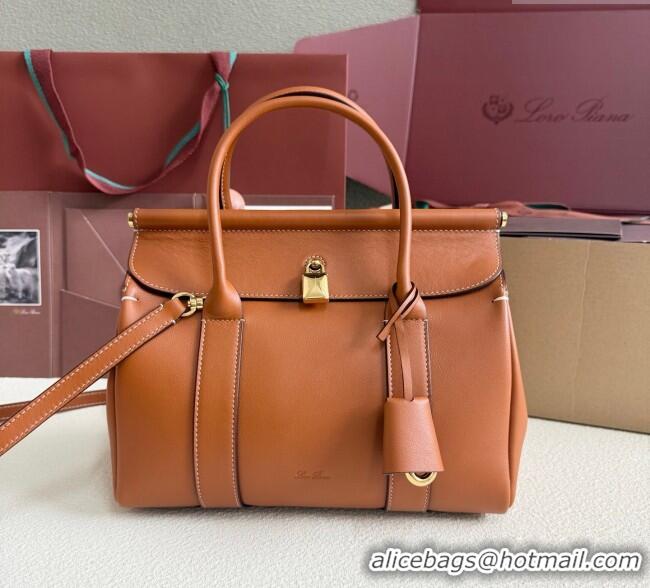 Famous Brand Loro Piana Loom Top Handle bag L25 in Smooth Calfskin Leather 0925 Brown 2025