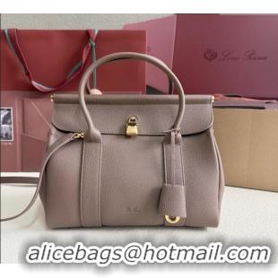 Low Cost Loro Piana Loom Top Handle bag L25 in Grained Calfskin Leather 0925 Rock Grey 2025