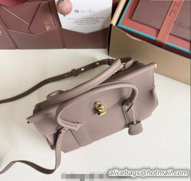 Low Cost Loro Piana Loom Top Handle bag L25 in Grained Calfskin Leather 0925 Rock Grey 2025