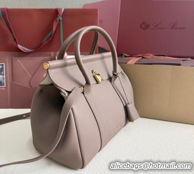 Low Cost Loro Piana Loom Top Handle bag L25 in Grained Calfskin Leather 0925 Rock Grey 2025