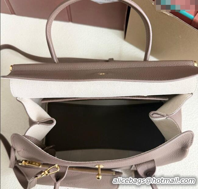 Low Cost Loro Piana Loom Top Handle bag L25 in Grained Calfskin Leather 0925 Rock Grey 2025