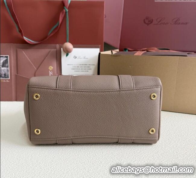Low Cost Loro Piana Loom Top Handle bag L25 in Grained Calfskin Leather 0925 Rock Grey 2025