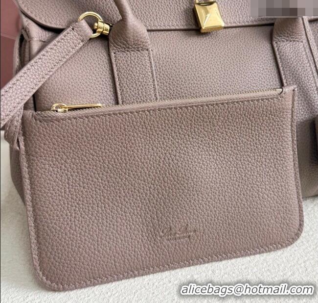 Low Cost Loro Piana Loom Top Handle bag L25 in Grained Calfskin Leather 0925 Rock Grey 2025