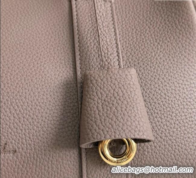 Low Cost Loro Piana Loom Top Handle bag L25 in Grained Calfskin Leather 0925 Rock Grey 2025