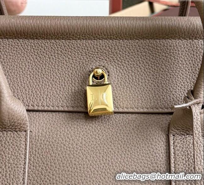 Low Cost Loro Piana Loom Top Handle bag L25 in Grained Calfskin Leather 0925 Rock Grey 2025