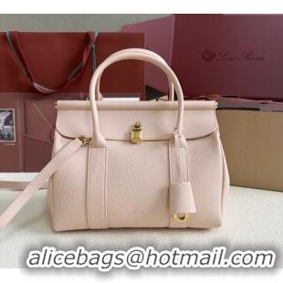Loro Piana Loom Top Handle bag L25 in Grained Calfskin Leather 0925 Cream Honey Pink 2025
