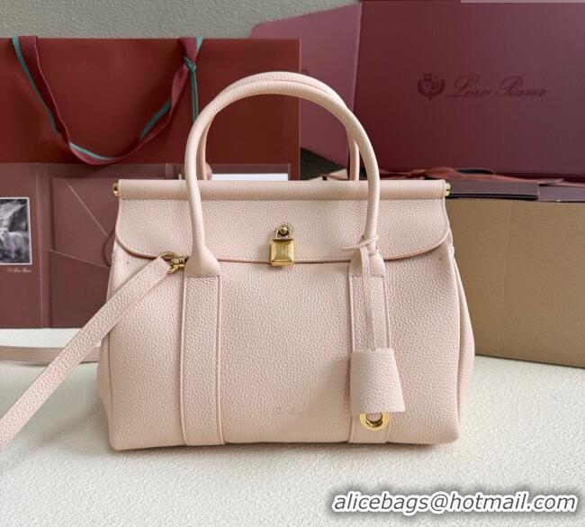 Loro Piana Loom Top Handle bag L25 in Grained Calfskin Leather 0925 Cream Honey Pink 2025