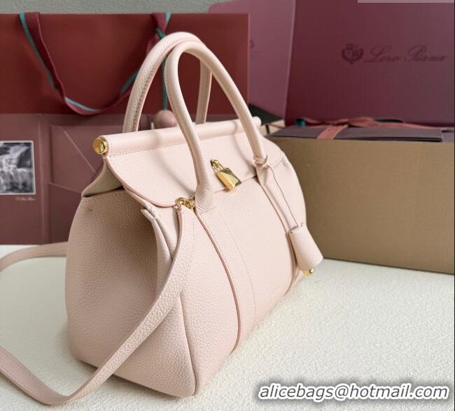 Loro Piana Loom Top Handle bag L25 in Grained Calfskin Leather 0925 Cream Honey Pink 2025