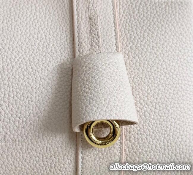 Loro Piana Loom Top Handle bag L25 in Grained Calfskin Leather 0925 Cream Honey Pink 2025