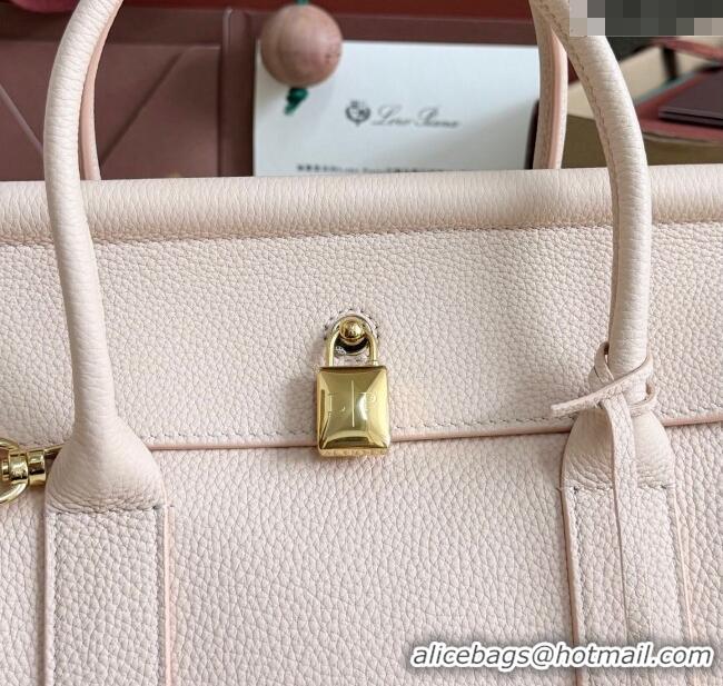 Loro Piana Loom Top Handle bag L25 in Grained Calfskin Leather 0925 Cream Honey Pink 2025