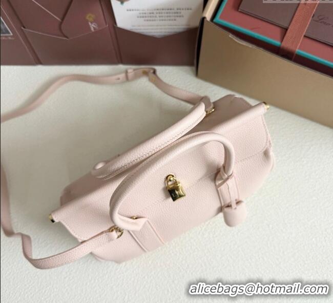 Loro Piana Loom Top Handle bag L25 in Grained Calfskin Leather 0925 Cream Honey Pink 2025