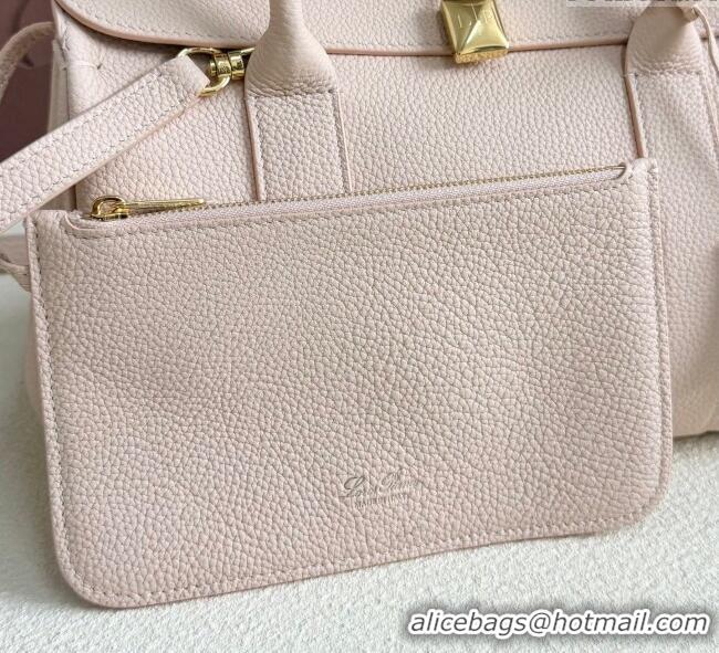 Loro Piana Loom Top Handle bag L25 in Grained Calfskin Leather 0925 Cream Honey Pink 2025