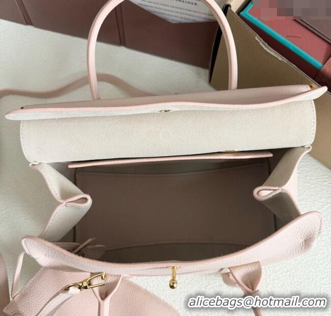 Loro Piana Loom Top Handle bag L25 in Grained Calfskin Leather 0925 Cream Honey Pink 2025