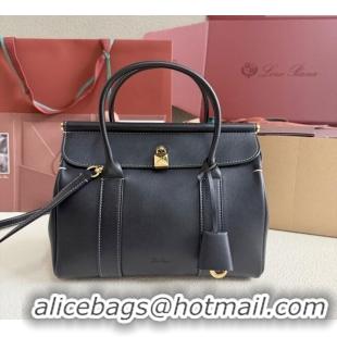 Famous Brand Loro Piana Loom Top Handle bag L25 in Smooth Calfskin Leather 0925 Black 2025