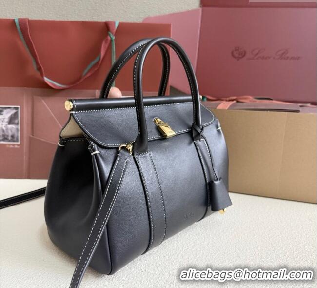 Famous Brand Loro Piana Loom Top Handle bag L25 in Smooth Calfskin Leather 0925 Black 2025