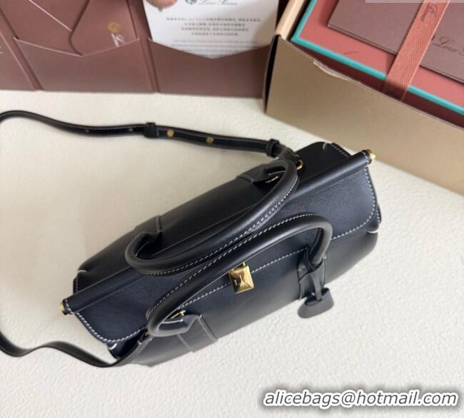 Famous Brand Loro Piana Loom Top Handle bag L25 in Smooth Calfskin Leather 0925 Black 2025