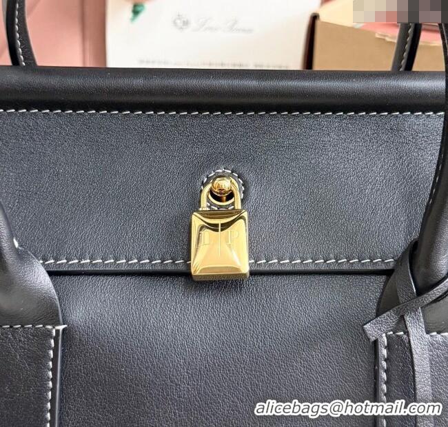 Famous Brand Loro Piana Loom Top Handle bag L25 in Smooth Calfskin Leather 0925 Black 2025