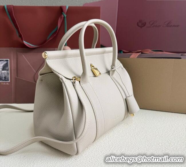 Good Taste Loro Piana Loom Top Handle bag L25 in Grained Calfskin Leather 0925 Light Beige 2025