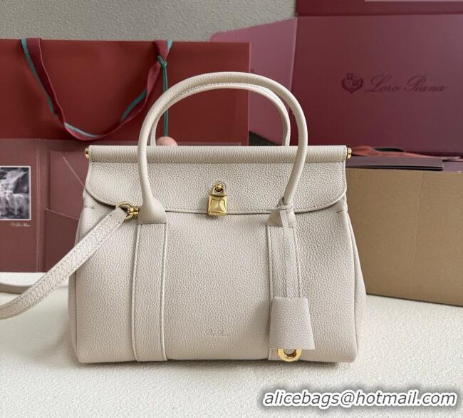 Good Taste Loro Piana Loom Top Handle bag L25 in Grained Calfskin Leather 0925 Light Beige 2025