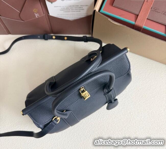 Well Crafted Loro Piana Loom Top Handle bag L25 in Grained Calfskin Leather 0925 Dark Royal Blue 2025