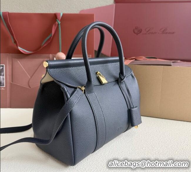 Well Crafted Loro Piana Loom Top Handle bag L25 in Grained Calfskin Leather 0925 Dark Royal Blue 2025