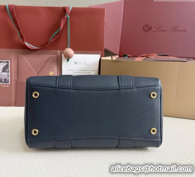 Well Crafted Loro Piana Loom Top Handle bag L25 in Grained Calfskin Leather 0925 Dark Royal Blue 2025