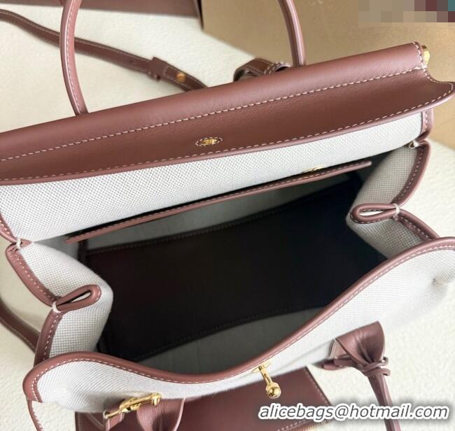 Top Quality Loro Piana Loom Top Handle bag L25 in Canvas and Calfskin Leather 0925 Caramel Brown 2025