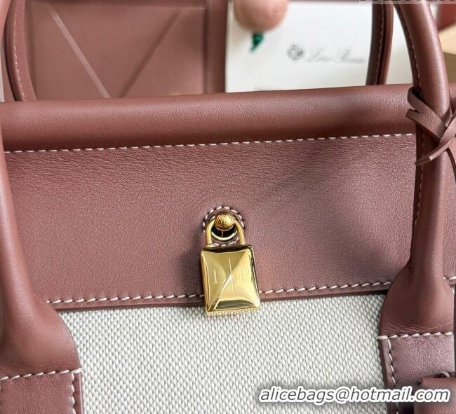 Top Quality Loro Piana Loom Top Handle bag L25 in Canvas and Calfskin Leather 0925 Caramel Brown 2025