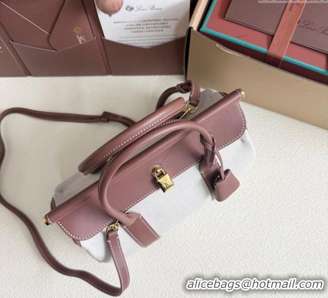 Top Quality Loro Piana Loom Top Handle bag L25 in Canvas and Calfskin Leather 0925 Caramel Brown 2025