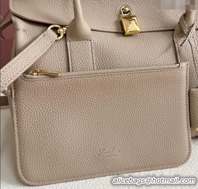 Luxury Discount Loro Piana Loom Top Handle bag L25 in Grained Calfskin Leather 0925 Beige Grey 2025