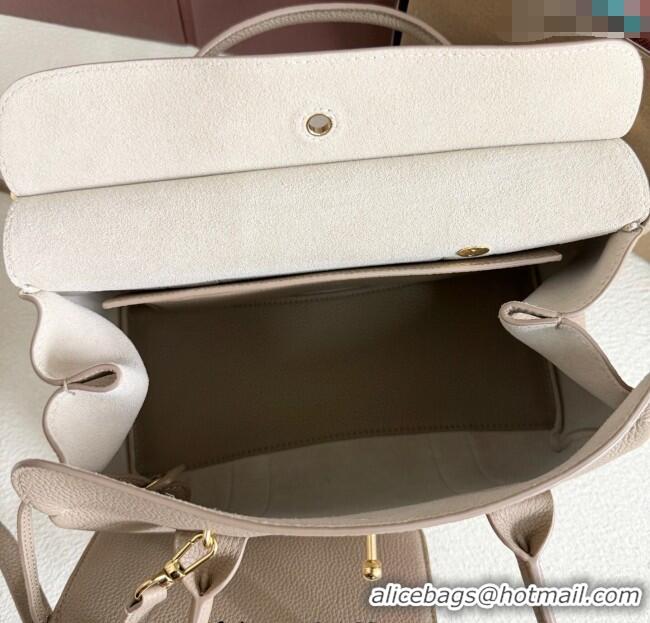 Luxury Discount Loro Piana Loom Top Handle bag L25 in Grained Calfskin Leather 0925 Beige Grey 2025