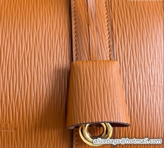 Luxury Discount Loro Piana Loom Top Handle bag L25 in Textured Calfskin Leather 0925 Brown 2025