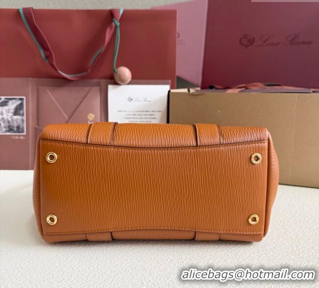 Luxury Discount Loro Piana Loom Top Handle bag L25 in Textured Calfskin Leather 0925 Brown 2025