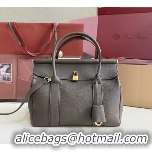 Good Looking Loro Piana Loom Top Handle bag L25 in Grained Calfskin Leather 0925 Grey 2025