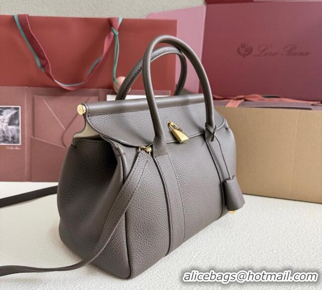 Good Looking Loro Piana Loom Top Handle bag L25 in Grained Calfskin Leather 0925 Grey 2025