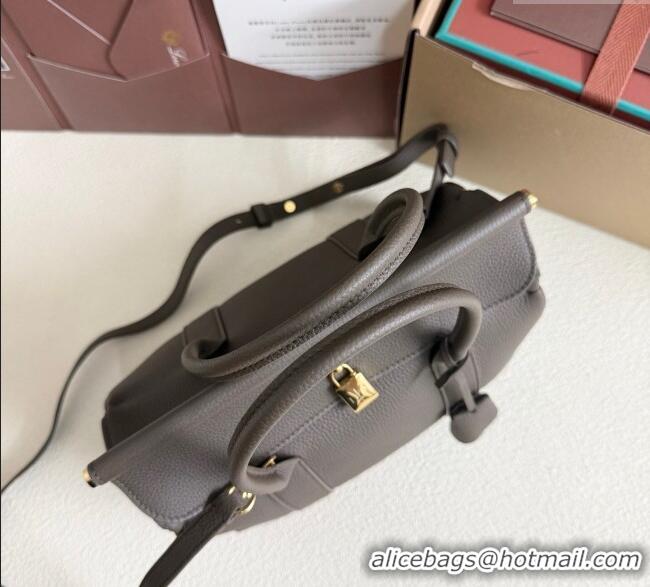 Good Looking Loro Piana Loom Top Handle bag L25 in Grained Calfskin Leather 0925 Grey 2025