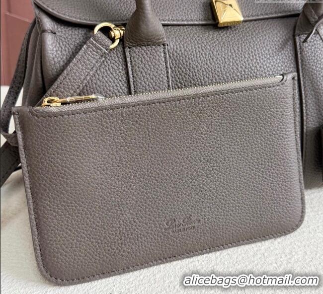 Good Looking Loro Piana Loom Top Handle bag L25 in Grained Calfskin Leather 0925 Grey 2025