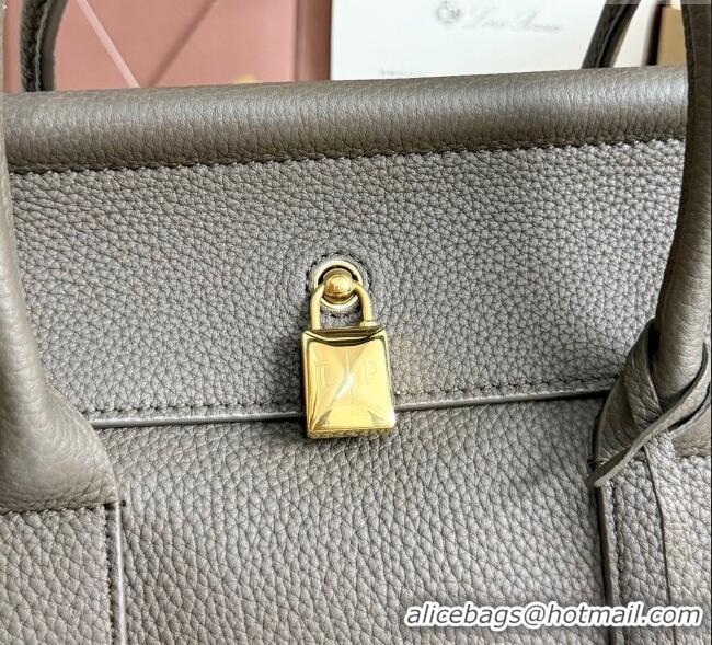 Good Looking Loro Piana Loom Top Handle bag L25 in Grained Calfskin Leather 0925 Grey 2025