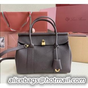 Grade Discount Loro Piana Loom Top Handle bag L25 in Grained Calfskin Leather 0925 Coffee Brown 2025