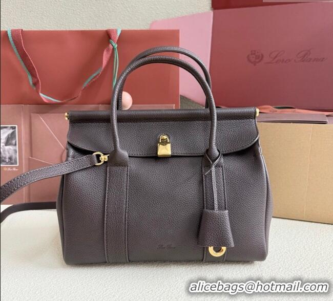 Grade Discount Loro Piana Loom Top Handle bag L25 in Grained Calfskin Leather 0925 Coffee Brown 2025