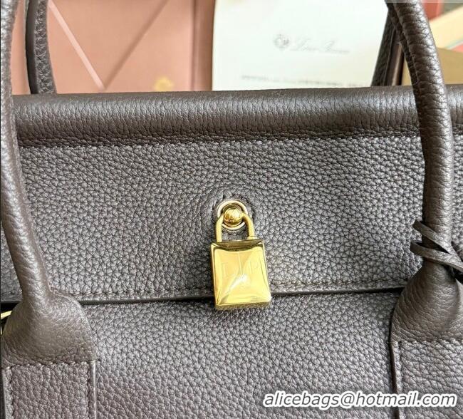 Grade Discount Loro Piana Loom Top Handle bag L25 in Grained Calfskin Leather 0925 Coffee Brown 2025