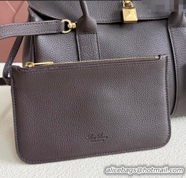 Grade Discount Loro Piana Loom Top Handle bag L25 in Grained Calfskin Leather 0925 Coffee Brown 2025