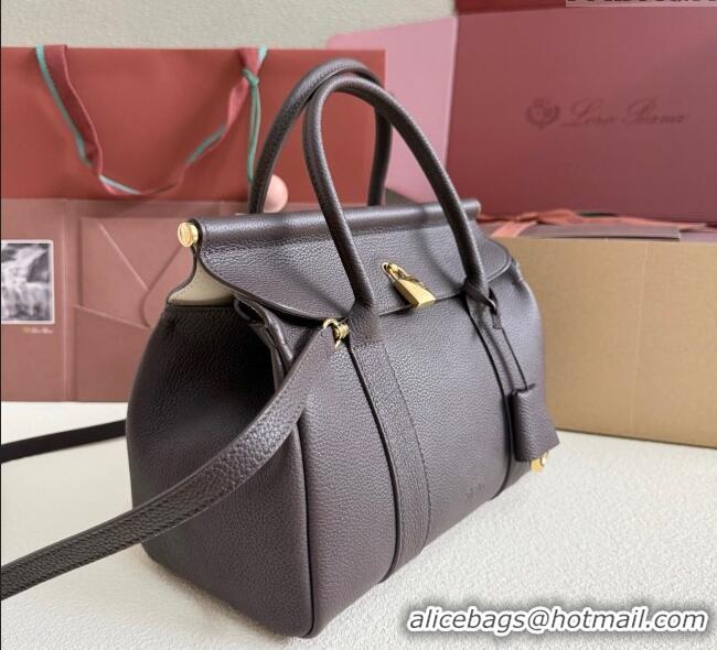 Grade Discount Loro Piana Loom Top Handle bag L25 in Grained Calfskin Leather 0925 Coffee Brown 2025