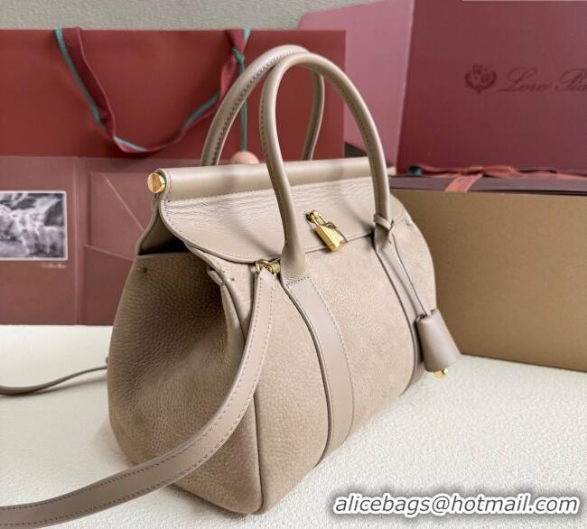 Good Looking Loro Piana Loom Top Handle bag L25 in Nubuck and Calfskin Leather 0925 Taupe 2025