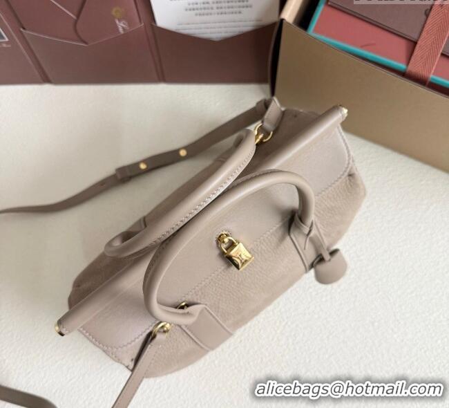 Good Looking Loro Piana Loom Top Handle bag L25 in Nubuck and Calfskin Leather 0925 Taupe 2025