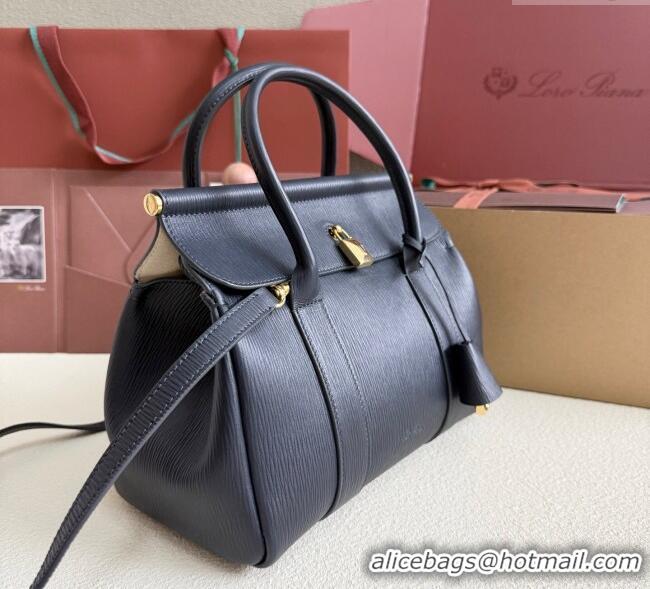 Promotional Loro Piana Loom Top Handle bag L25 in Textured Calfskin Leather 0925 Dark Blue 2025