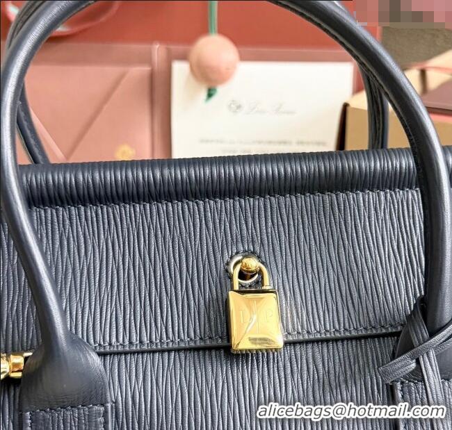 Promotional Loro Piana Loom Top Handle bag L25 in Textured Calfskin Leather 0925 Dark Blue 2025