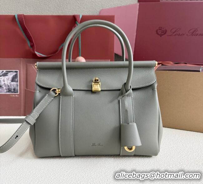 Best Price Loro Piana Loom Top Handle bag L25 in Calfskin Leather 0925 Sheen Green 2025