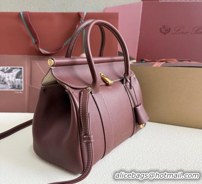 Buy Fashionable Loro Piana Loom Top Handle bag L25 in Calfskin Leather 0925 Smoke Caramel 2025