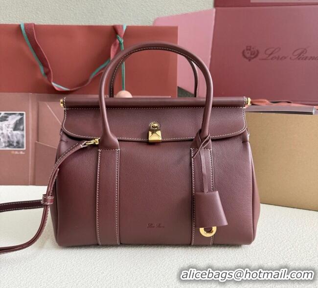 Buy Fashionable Loro Piana Loom Top Handle bag L25 in Calfskin Leather 0925 Smoke Caramel 2025
